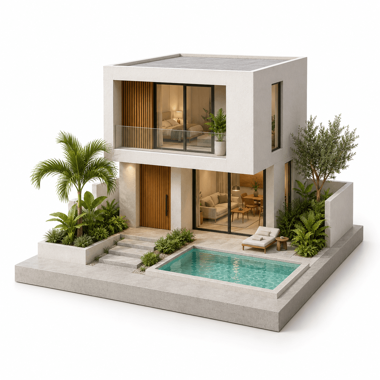 An architectural model illustration in an example design app